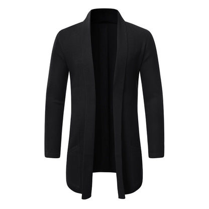 Pull cardigan tricoté mi-long pour trench-coat d'automne