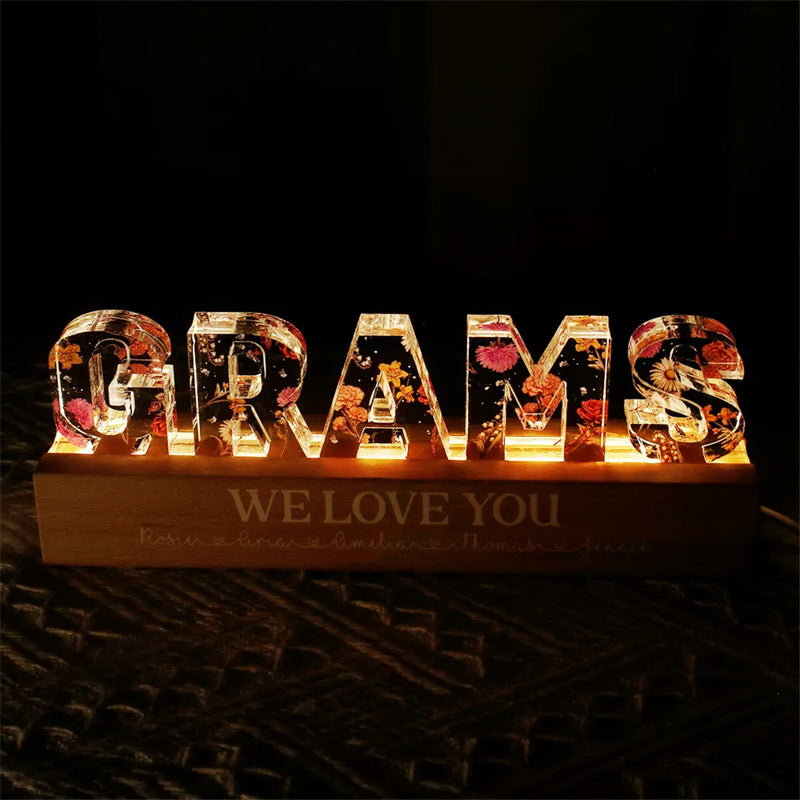 Newly Released at Buy Center: Mother's Day Custom Flower Printed LED Night Light Creative Gift Printing Acrylic Night Light Text Birthday Flower Ornaments