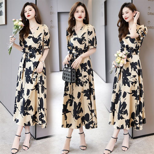 Fashion V-neck Printed Short Sleeve Dress Women Buy Center