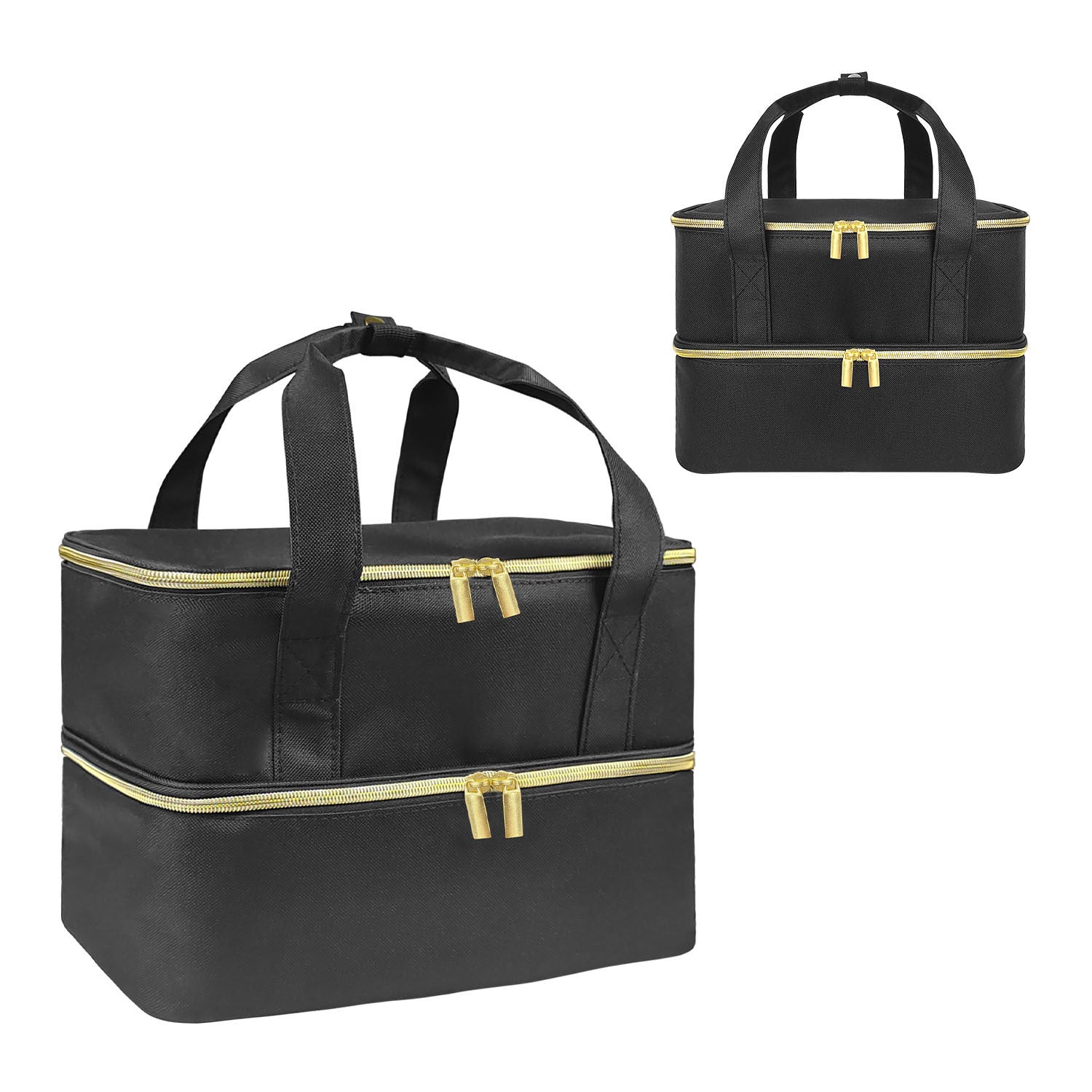 Fresh Arrivals at Buy Center: Handheld Double Deck Manicure Implement Storage Bag Black 32x21x21cm