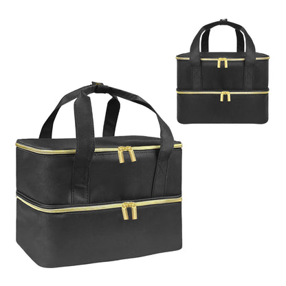 Fresh Arrivals at Buy Center: Handheld Double Deck Manicure Implement Storage Bag Black 32x21x21cm