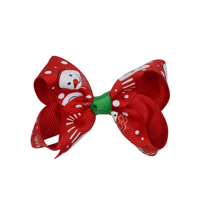 Santa Claus Printed Bow Barrettes European And American Buy Center