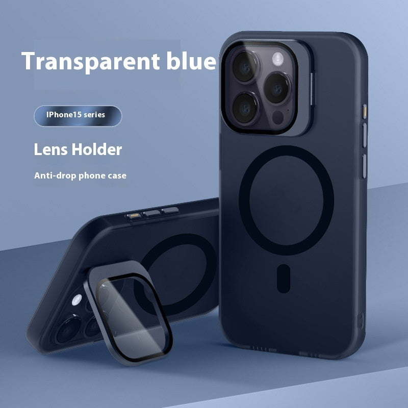 Hot New Items at Buy Center: Lens Bracket Magnetic Drop-resistant Phone Case Transparent Blue