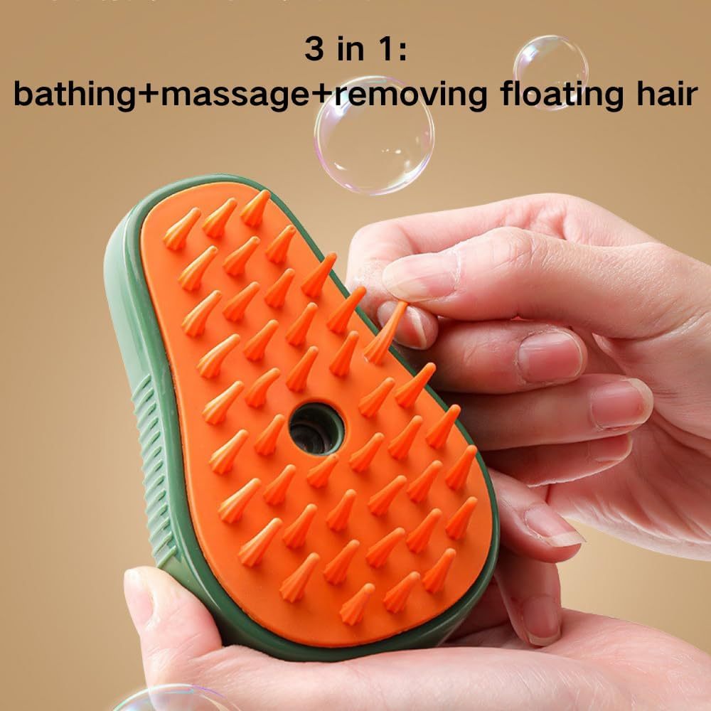 New Cat Steam Brush 3 In 1 Cat Comb For Massage, Self Cleaning Cat Brush With Water Rechargeable Silicone Dog Steam Brush Cat Bath Brush Eliminates Flying And Tangled Hair Cat Grooming Comb