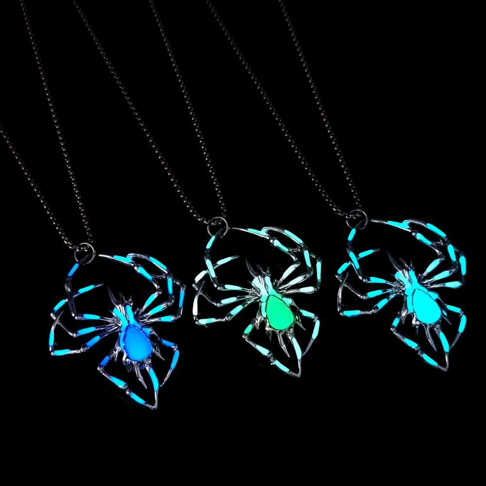 Buy Center Handpicked- Halloween Creative Stereo Luminous Spider Necklace Jewerly Glowing Night Fluorescence Antique Vintage Glow In The Dark For Men Women Gift Party Halloween Day Club