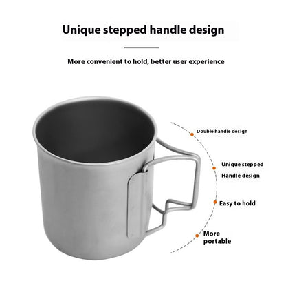 Just Arrived at Buy Center: Pure Titanium Metal Lidded Folding Handle Mug