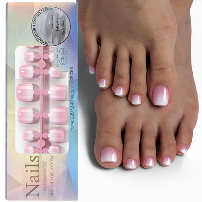 Just Arrived at Buy Center: French Nail Finished Wear Nail Frosted Toe Nail Patch 120pcs Wear Toenail 02