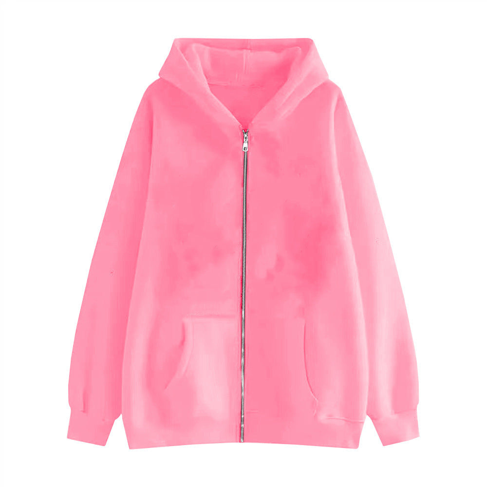 Fresh on the Scene at Buy Center: Men's And Women's Sparkling Style Zipper Cardigan Hoodie Plus Size 05 Pink