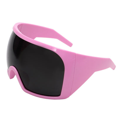 New at Buy Center: Future Technology Sense Super Large Punk Sports Style Mask Integrated Goggles Yumomo Pink Frame Gray Piece