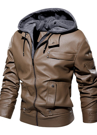 Manteau en cuir pour homme taille américaine tendance et chaud