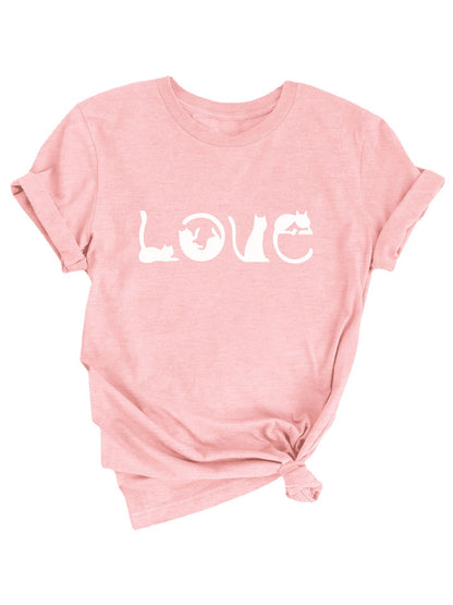 Amazon Valentine's Day LOVE Printed Women's Pullover T-shirt