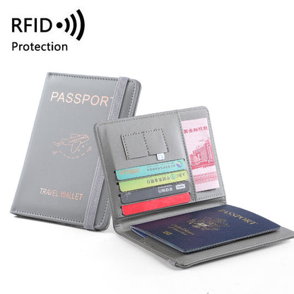 Pu Leather Passport Bag Rfid Multiple Card Slots Multifunctional Certificate Holder