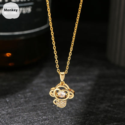 Buy Center Deal-Ins Zodiac Smart Necklace Micro-inlaid Monkey 18K Gold Plating