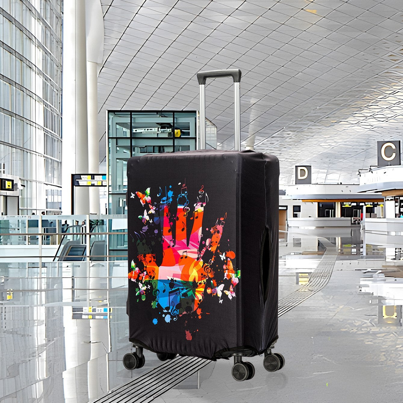 Newly Released at Buy Center: Trendy Unique Suitcase Suite Elastic Case Cover Luggage Protective Cover Travel Trolley Case Dust Cover 005style