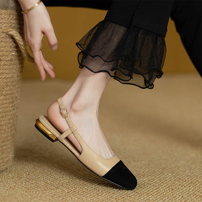 Fresh Arrivals at Buy Center: Closed Toe Sandals Women's One-strap Color Matching Empty Flat Heel