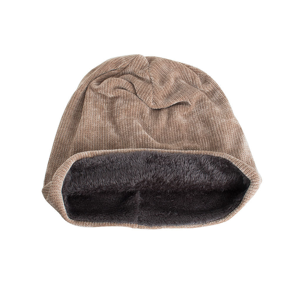 Gorro de terciopelo de invierno para hombre, jersey de pana, gorro de punto