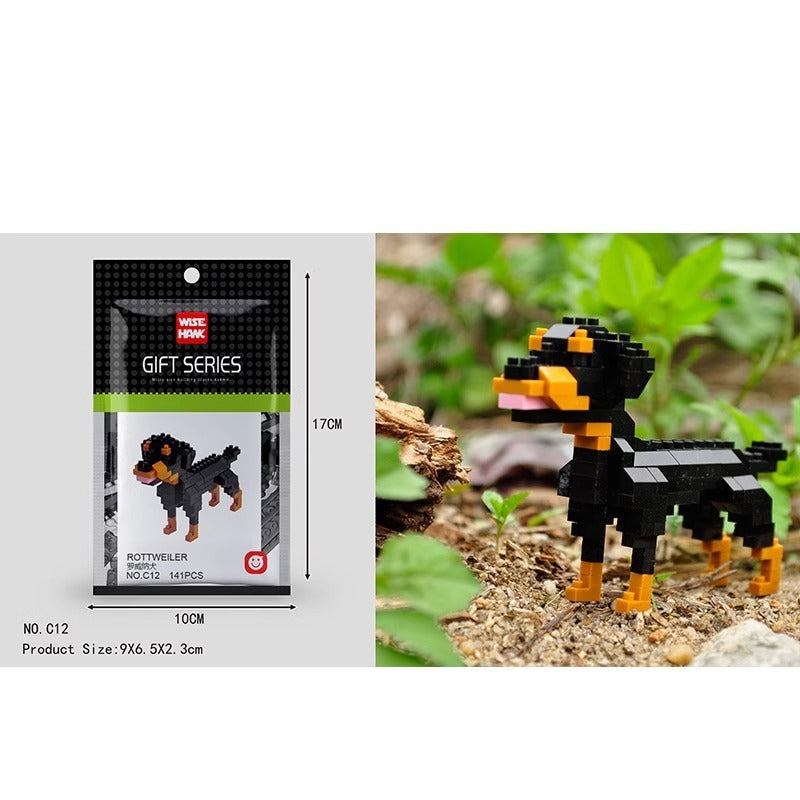 Newly Released at Buy Center: Simple Small Animal Building Block Puzzle Assembly Toy C12_Rottweiler 141PCS