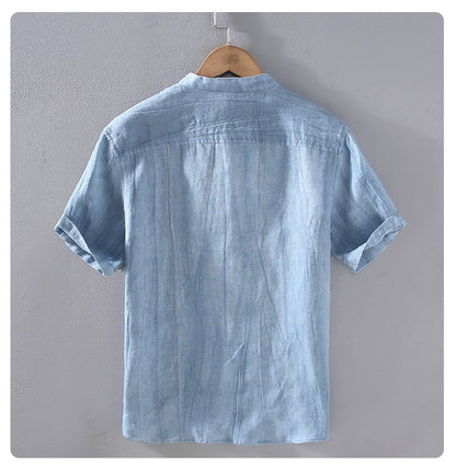 Newly Released at Buy Center: Japanese-style Retro Men's Youth Casual Linen Short-sleeved Shirt