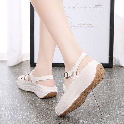 Buy Center Special-Plus Size Closed Toe Height Increasing White Shoes Thin Sandals Casual Fashion