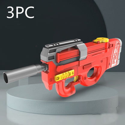 New P90 Electric Water Gun High-Tech Kids Toys Outdoor Beach Pool Large Capacity Summer Gel Blasting Water Gun For Adults Red 3PC USB