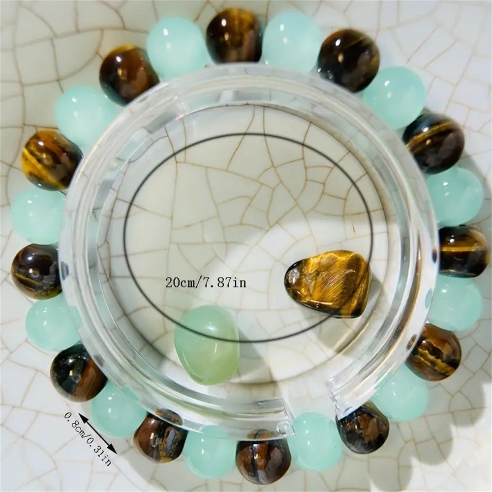 Buy Center Hot Pick-Natural Tiger Eye Stone Green Dongling Beaded Bracelet 8mm bracelet