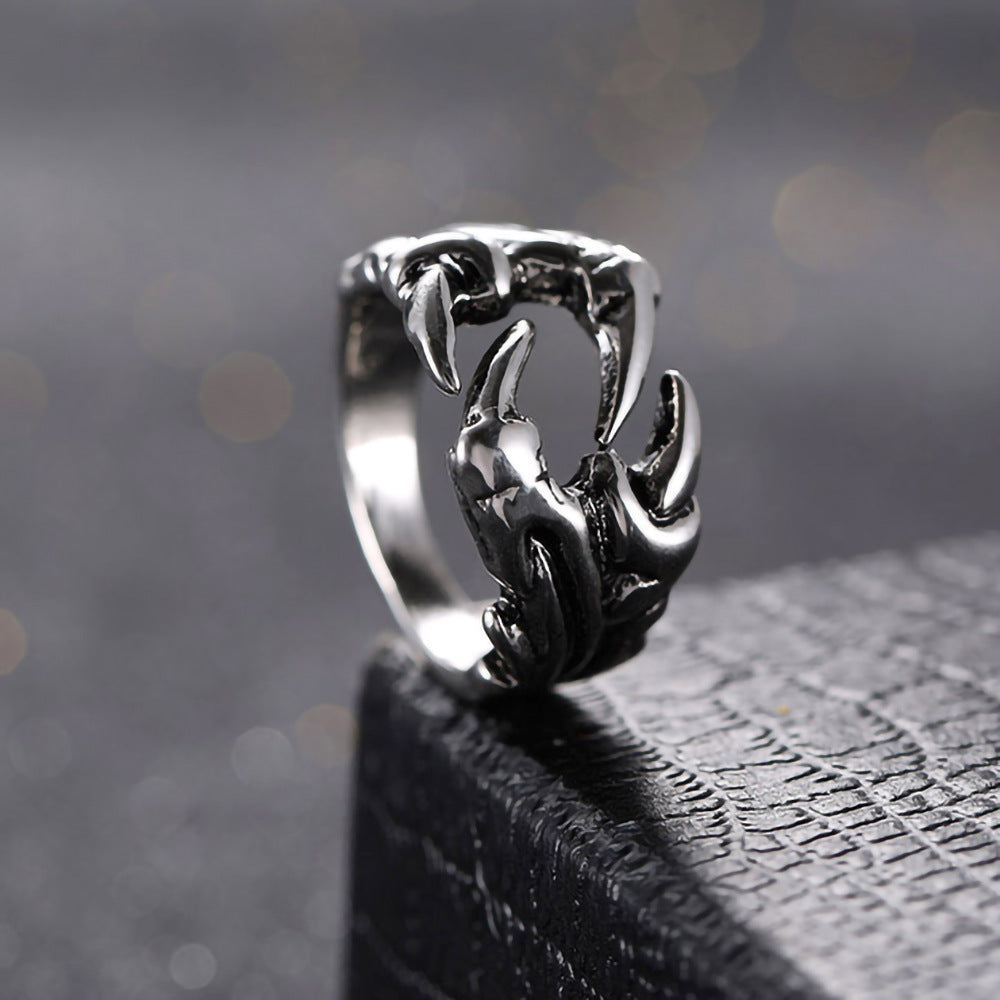 Buy Center Handpicked- Men's Domineering Open Dragon Claw Ring Punk Chrome Jewelry Titanium Steel Dragon Claw Heart Party Rings For Men