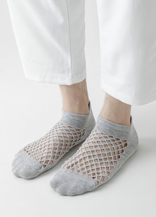 Chaussettes basses en coton absorbant la transpiration en maille de couleur unie pour hommes