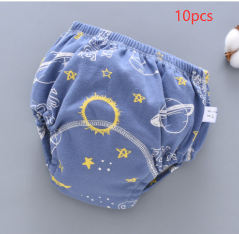 Hot New Items at Buy Center: Baby Training Pants Washable 6-layer Gauze Diaper Cover Blue starry sky 10PCS