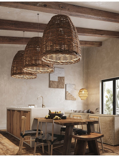 Fresh Arrivals at Buy Center: Retro Idyllic Zen Rattan-weaved Ceiling Lamp