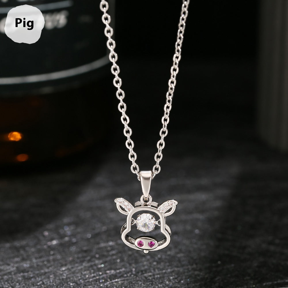 Buy Center Deal-Ins Zodiac Smart Necklace Micro-inlaid Pig White K