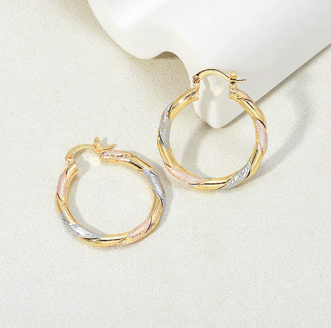 Buy Center Trend-18K Gold Earrings Original Design Women's Ear Ring Small Jewelry Gold A