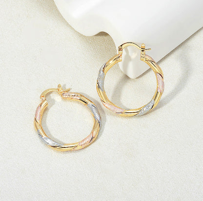 Buy Center Trend-18K Gold Earrings Original Design Women's Ear Ring Small Jewelry Gold A