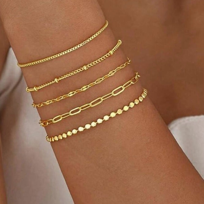 Metal Figaro Chain Fashion Simple Bracelet Suit