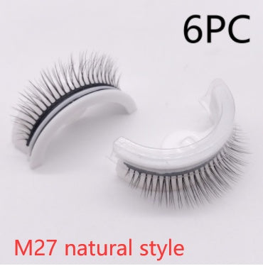 Buy Center Premium-Reusable 3D Mink Lashes Natural False Eyelashes Self Adhesive Fake Glue Free Makeup Eyelash Extension Silk M27 natural style Crystal box 6PCS