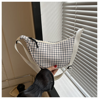 Buy Center Deal-Plaid Trendy Casual Simple Shoulder Crossbody Dumpling Women's Bag Beige