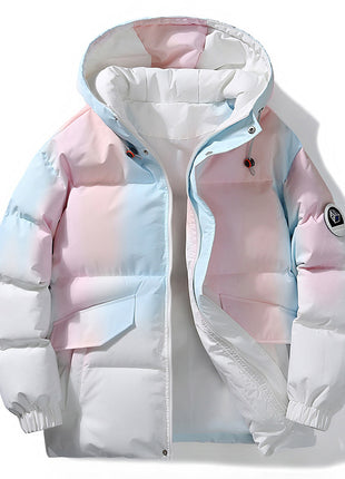 Stand Collar Gradient Color Thickened Cotton-padded Coat