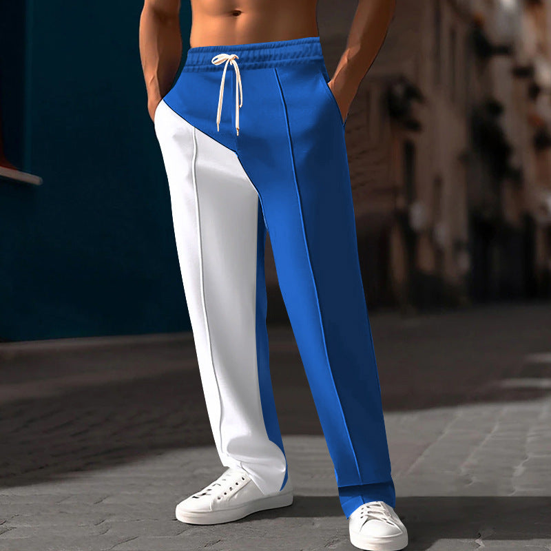 Straight Color Matching Casual All-matching Pants Sapphire Blue