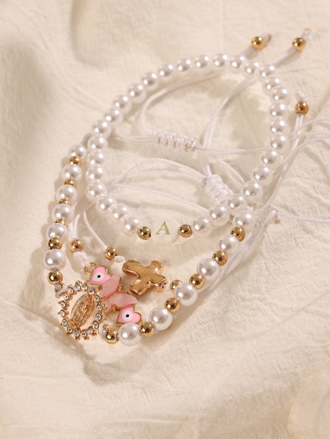 Fresh on the Scene at Buy Center: New Bracelet With Oil Dripping Butterfly Pendant, Girls' Pearls, Rice Beads, Niche Personality, Cute Bracelet Set