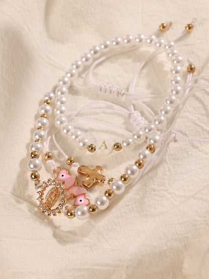 Fresh on the Scene at Buy Center: New Bracelet With Oil Dripping Butterfly Pendant, Girls' Pearls, Rice Beads, Niche Personality, Cute Bracelet Set