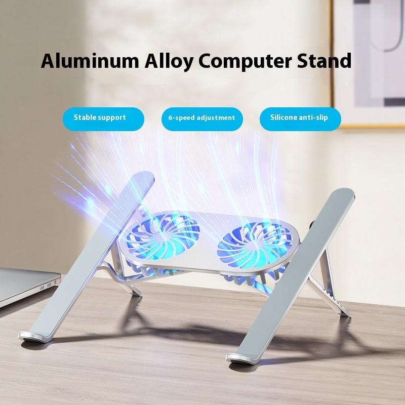 Buy Center Top Rated-Aluminum Alloy Notebook Stand Portable Folding Lifting Tablet Height Increasing Desktop Twin Fan Computer