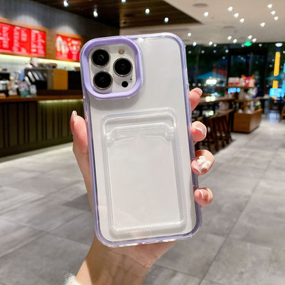 Just Arrived at Buy Center: Simple Solid Color Three-in-one Transparent Card Drop-resistant Phone Case Purple