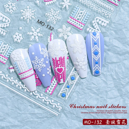 Christmas Relief Nail Stickers Paper Tape Adhesive Waterproof Embossed Sticker MO132