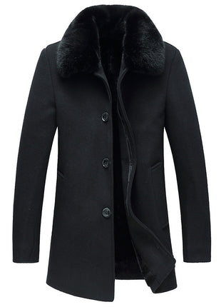 Manteau en laine avec col en laine pour homme