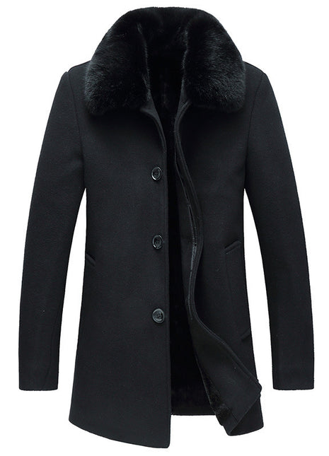 Woolen Coat With Wool Collar For Men