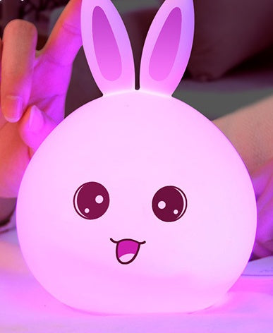 Cute Night Light Animal Rabbit Night lamps Touch Sensor Silicone LED Colorful Lights Buy Center