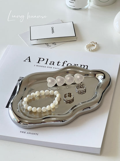 Just Arrived at Buy Center: Single-Layer Light Luxury Cloud Ceramic Jewelry Storage Tray