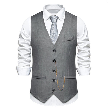 Fresh Arrivals at Buy Center: Solid Color Wedding Banquet V-neck Men's Suit Vest