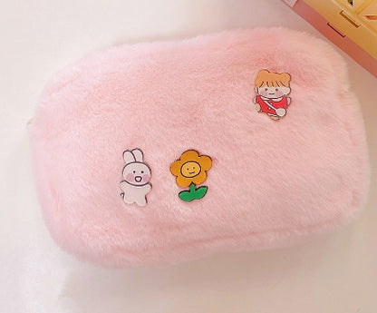 Newly Arrived at Buy Center: Warm Plush Cosmetic Bag Large Capacity Cosmetic Storage Bag Pink