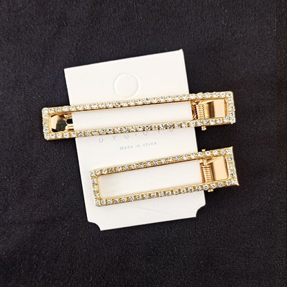 Just Arrived at Buy Center: 8cm Large Rectangular Metal Barrettes Rhinestone