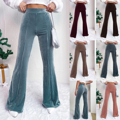 High Waist Lamp Wick Corduroy Bell-bottom Pants Wide Leg Women Buy Center